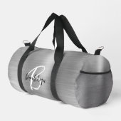 Glam Silver Brushed Metal Schwarz-weiß Monogram Duffle Bag (Rechte Ecke)