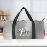 Glam Silver Brushed Metal Schwarz-weiß Monogram