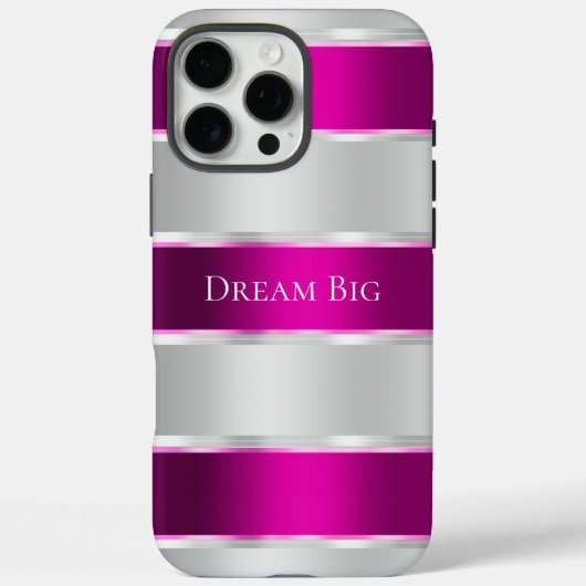 Glam SIlver Chic Pink Ribbon Case-Mate iPhone Hülle (Rückseite)