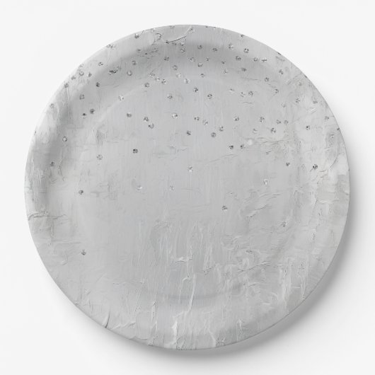Glam Silver Confetti Pappteller (Vorderseite)