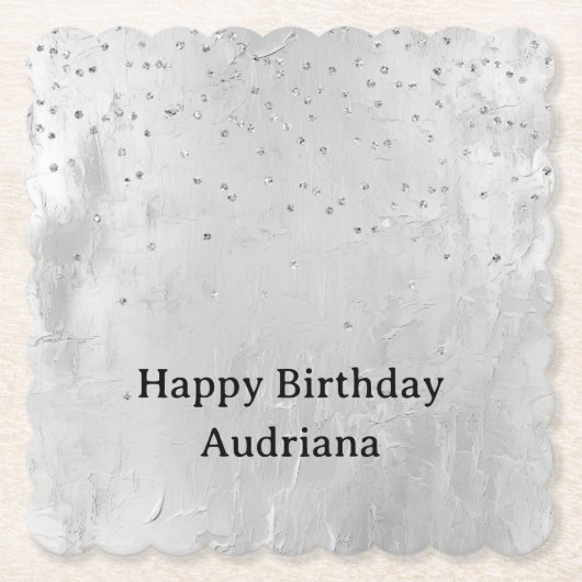 Glam Silver Confetti Untersetzer (Vorderseite)