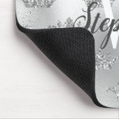 Glam Silver Foil Glitzer Crown Pattern Monogram Mousepad (Ecke)