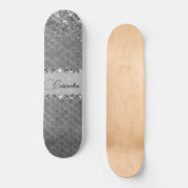 Glam Silver Glittery Diamond Bling Skateboard (Vorderseite)