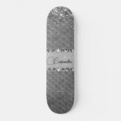 Glam Silver Glittery Diamond Bling Skateboard (Vorderseite)