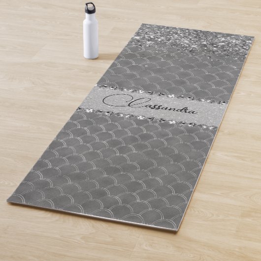 Glam Silver Glittery Diamond Bling Yogamatte (Beispiel)