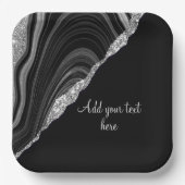 Glam Silver Glitzer Black Festive Pappteller (Vorderseite)