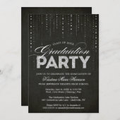 Glam Silver Glitzer Bling Graduation Party Einladung (Vorne/Hinten)