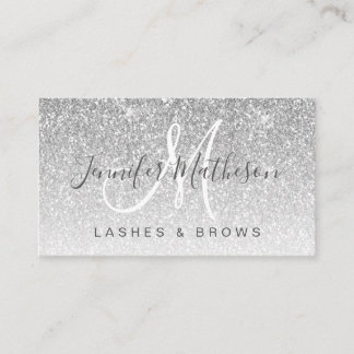 Glam Silver Glitzer Lashes Brows Makeup Artist Visitenkarte