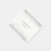 Glam Silver Glitzer Name Frohe Weihnachten Weiß Serviette (Ecke)
