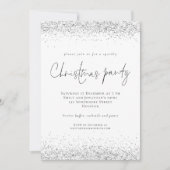 Glam Silver Glitzer Script Weihnachts-Party Einladung (Vorderseite)
