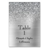 Glam Silver Glitzer Sparkle Tischnummer (Vorderseite)