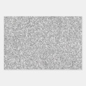 Glam Silver Glitzer Streifen Geschenkpapier Set (Vorderseite 2)
