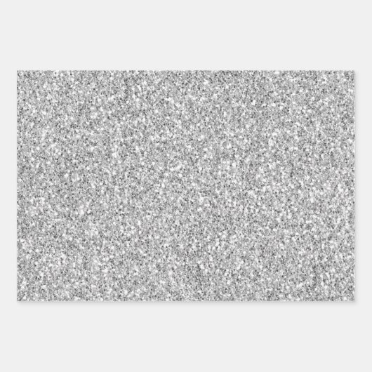 Glam Silver Glitzer Streifen Geschenkpapier Set (Vorderseite 2)