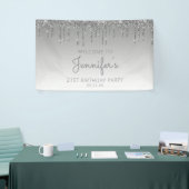 Glam Silver Glitzer Tropfen 21. Geburtstag Party Banner (Messeveranstaltung)