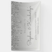 Glam Silver Glitzer Tropfen 25-jähriges Party Banner (Vertikal)