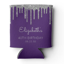 Glam Silver Glitzer Tropfen Lila 40. Geburtstag