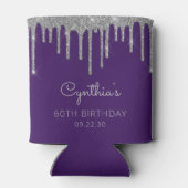 Glam Silver Glitzer Tropfen Lila 60. Geburtstag Dosenkühler (Rückseite)