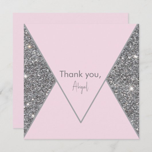 Glam Silver Glitzer und Pink Brautparty Danke (Vorne/Hinten)