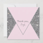 Glam Silver Glitzer und Pink Brautparty Danke (Vorderseite)