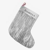 Glam Silver Glitzy Sparkle Name Großer Weihnachtsstrumpf (Vorderansicht (hängend))