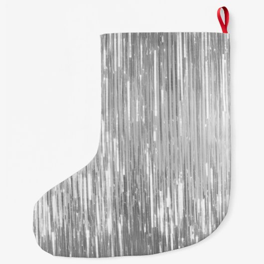 Glam Silver Glitzy Sparkle Name Großer Weihnachtsstrumpf (Rückseite)