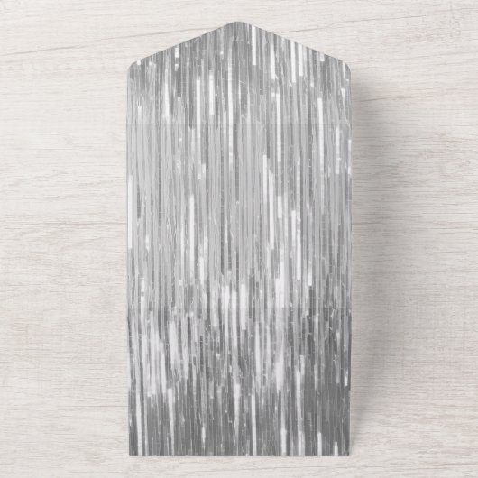 Glam Silver Glitzy Sparkle Wedding All In One Einladung (Außenbereich)