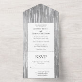 Glam Silver Glitzy Sparkle Wedding All In One Einladung (Innen Boden)