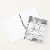 Glam Silver Gray Agate Geode Monogram Script Name Notizblock (Innenseite)
