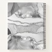 Glam Silver Gray Agate Geode Monogram Script Name Notizblock (Rückseite)