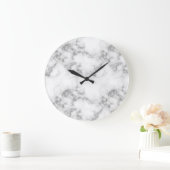 Glam Silver Gray Glitzer Marmormuster Große Wanduhr (Zuhause)