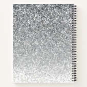 Glam Silver Gray Glitzer Sparkle Elegantes Monogra Notizblock (Rückseite)