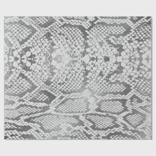 Glam Silver Gray Monochrom Python Schlange Skin Vi Geschenkpapier (Flach)