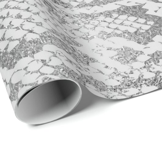 Glam Silver Gray Monochrom Python Schlange Skin Vi Geschenkpapier (Rolleneckpunkt)