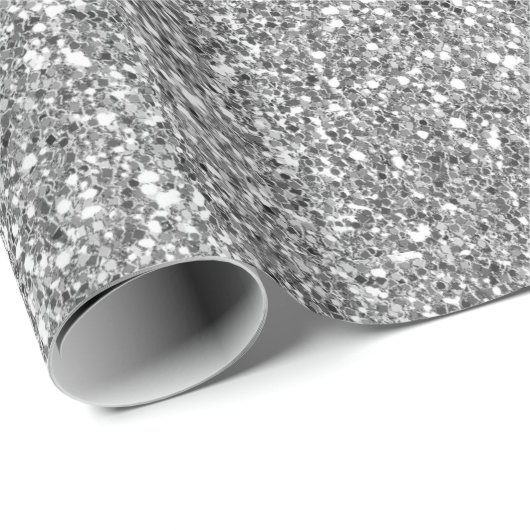 Glam Silver Imitats Glitzer Geschenkpapier (Rolleneckpunkt)