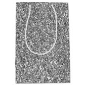 Glam Silver Imitats Glitzer Mittlere Geschenktüte (Vorderseite)