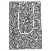 Glam Silver Imitats Glitzer Mittlere Geschenktüte (Rückseite)