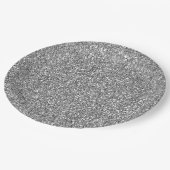 Glam Silver Imitats Glitzer Pappteller (Schrägansicht)