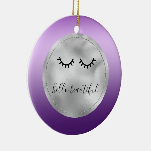 Glam Silver Lila Black Eyelashes Keramik Ornament (Rechts)