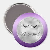 Glam Silver Lila Black Eyelashes Magnet (Vorderseite/Rückseite)