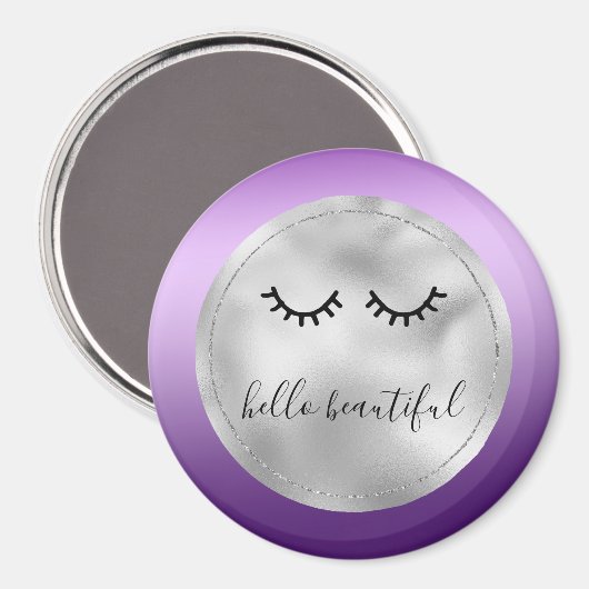 Glam Silver Lila Black Eyelashes Magnet (Vorderseite/Rückseite)