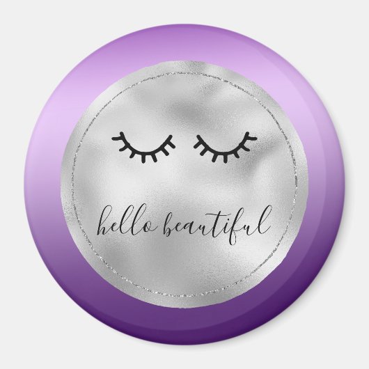 Glam Silver Lila Black Eyelashes Magnet (Vorne)