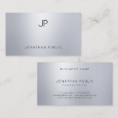 Glam Silver Look Elegant Moderne Monogram Trendy Visitenkarte (Vorne/Hinten)