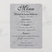 Glam Silver Marble Diamond Cronier Wedier Menü Menükarte (Vorderseite)