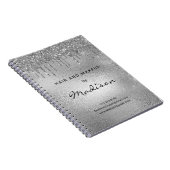 Glam Silver Metal Glitzer Tropfen Haare und Schmin Notizblock (Rechte Seite)