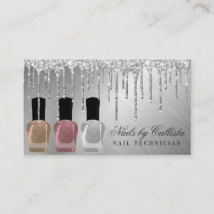Glam Silver Metallic Glitzer Tropfens Nail Polnisc Visitenkarte