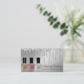 Glam Silver Metallic Glitzer Tropfens Nail Polnisc Visitenkarte (Stehend Vorderseite)