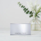 Glam Silver Metallic Look Elegante Vorlage Moderne Visitenkarte (Stehend Vorderseite)