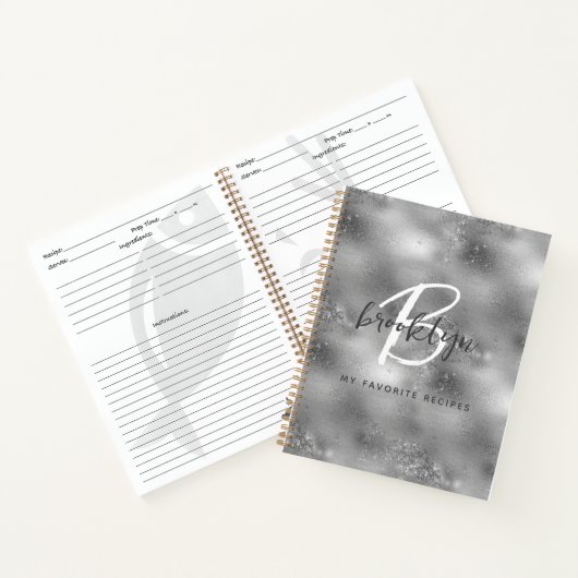 Glam Silver Monogram Recipe Book Notizblock (Innenseite)