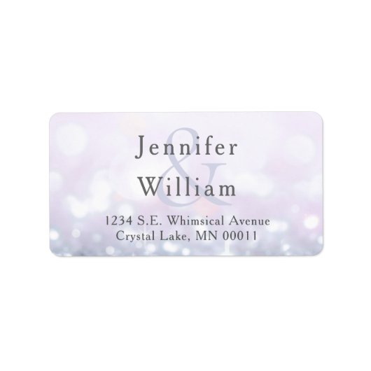 Glam Silver Pastel Lila Glitzer Sparkle Wedding Adressaufkleber (Vorne)