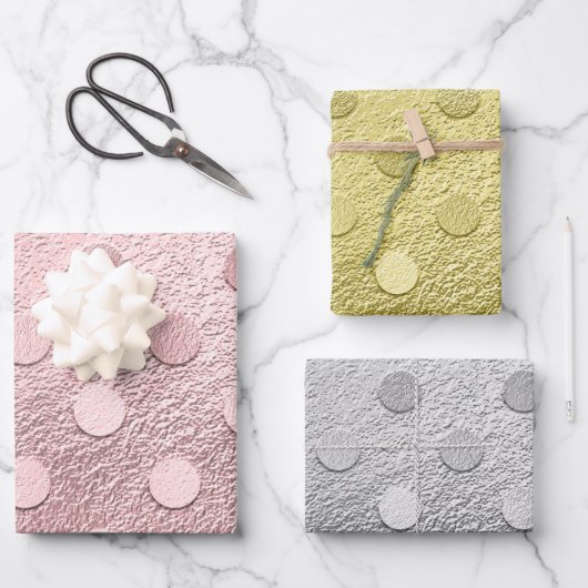 Glam Silver Pink Gold Metallic Glitzer Sparkle Geschenkpapier Set (Vorderseite)